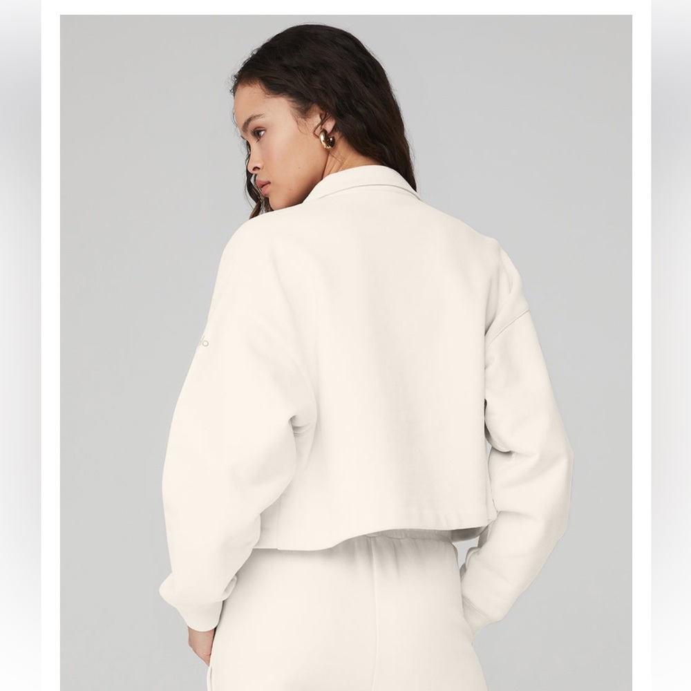 Renown Cropped Button-Up Pullover- Ivory color, Size XS. Worn twice.